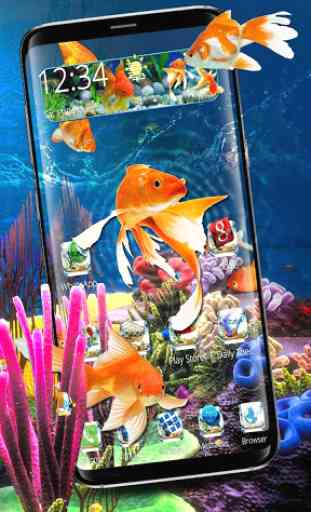 3D Gold fish aquarium theme 1