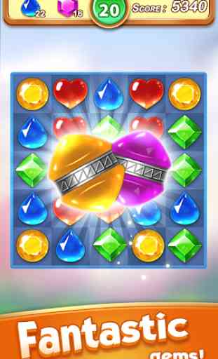 Gems & Jewel Crush - Jeu de puzzle Match 3 Jewels 4