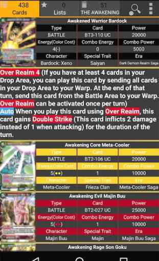 Database for Dragon Ball Super Card Game 2