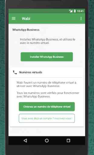Wabi - Numéro virtuel pour WhatsApp Business 1