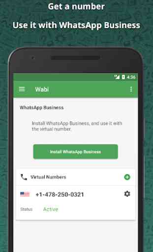 Wabi - Numéro virtuel pour WhatsApp Business 2