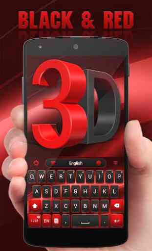 3D Black and Red GO Keyboard Theme 1