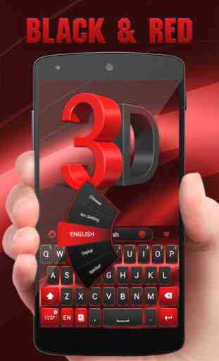 3D Black and Red GO Keyboard Theme 2