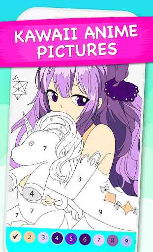 Anime Manga Color by Number - Kawaii Coloring Book 2