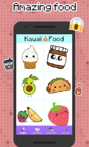 Kawaii Food pixel art - Couleur par numéro food 4