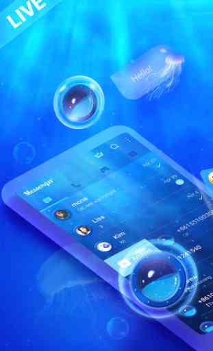 Messenger SMS - 3D Ocean Theme, Call app, Emojis 2