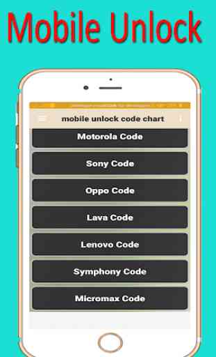 mobile  unlock code chart 1
