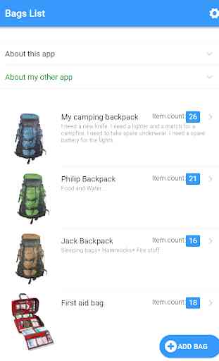 myBag - Backpack information 1