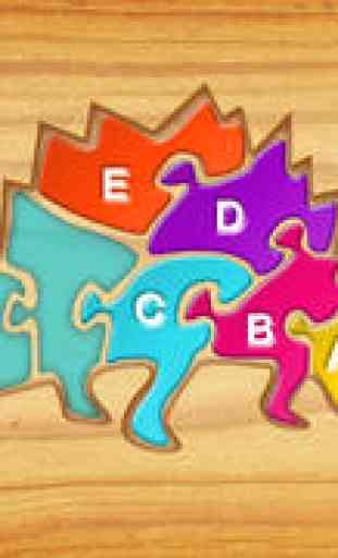 Mes Premiers Puzzles en Bois : les Dinosaures - Un jeu gratuit de Puzzle pour Enfants pour Apprendre l'Alphabet 1