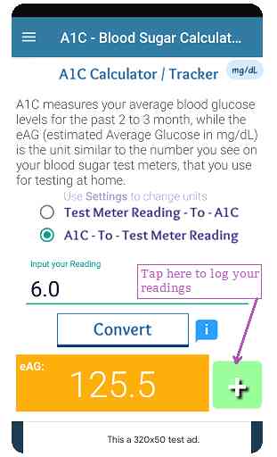 Calculateur glycémie   A1C tracker diabète app 1
