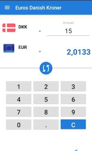 Convertisseur Euro Couronne danoise / EUR en DKK 1
