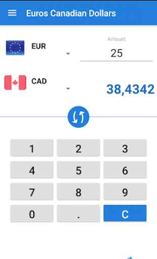 Convertisseur Euro en Dollar Canadien / EUR en CAD 1