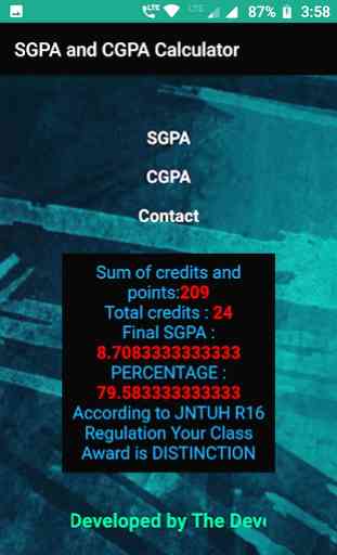 SGPA and CGPA Calculator for JNTU 2