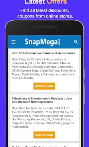 SnapMega - Cashback, Discounts & Coupons 3
