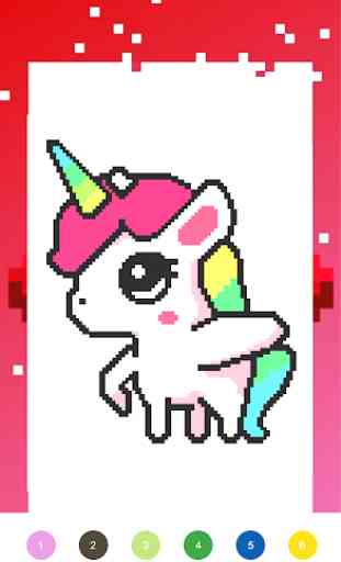 Unicorn Art Pixel - Color By Number 4