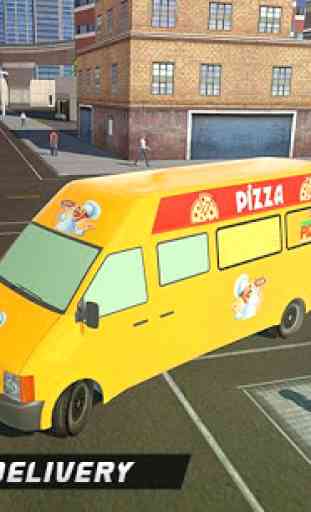 Van futuriste de livraison de pizza: simulateur de 3