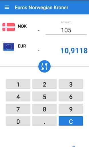 Euro en Couronne norvégienne / EUR en NOK 1