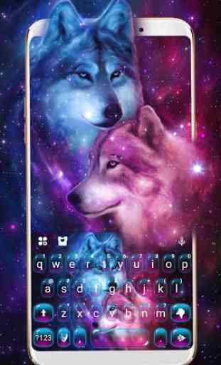 Thème de clavier Neon Wolf Galaxy 1