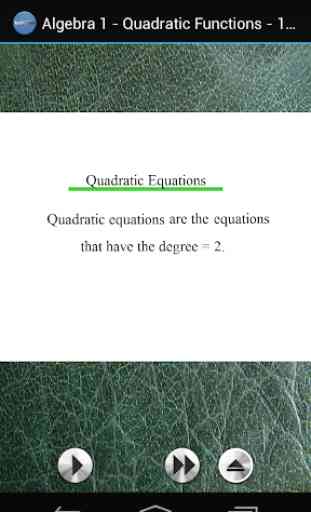 Algebra1- Quadratic Equations 2