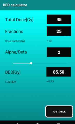 BED (Radiotherapy Dose) calculator 1