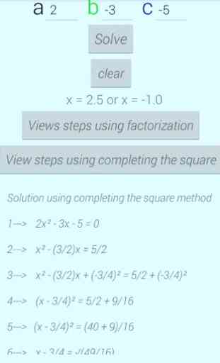 Solve Quadratic Equation with Steps 1