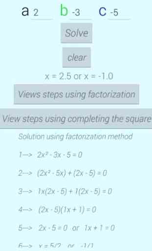 Solve Quadratic Equation with Steps 2