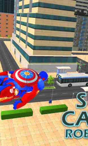Superhero Captain Robot Flying Newyork City War 1