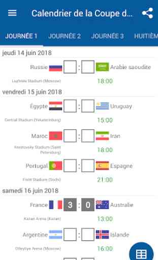 Calendrier de la Coupe du monde 2018 Russie 3