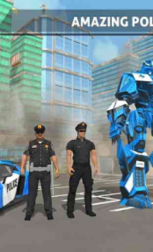 Jeu de voiture de police Robot - Plane Transport 3