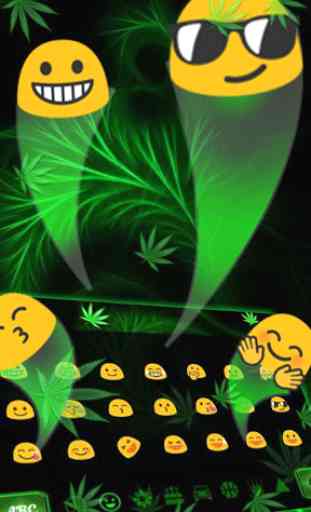 Smoky Weed Leaf Keyboard Theme 3