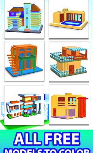 Modern Houses 3D Color by Number - Voxel Colouring 1