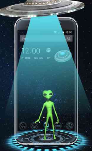 Blue Tech Galaxy UFO 3D Live Theme 1