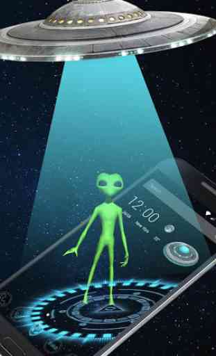 Blue Tech Galaxy UFO 3D Live Theme 2