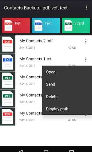 Contacts to pdf, vcf, text 4