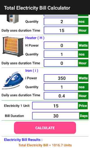 Electricity Cost, Units and Bill Calculator 3