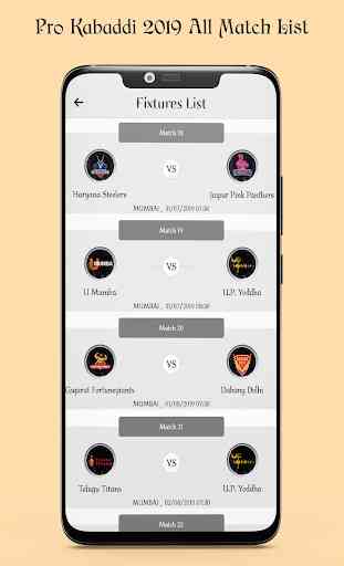 Pro Kabaddi 2019 - Schedule, Live Result, P Table 2
