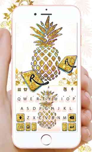 Thème de clavier Gold Glitter Pineapple 1