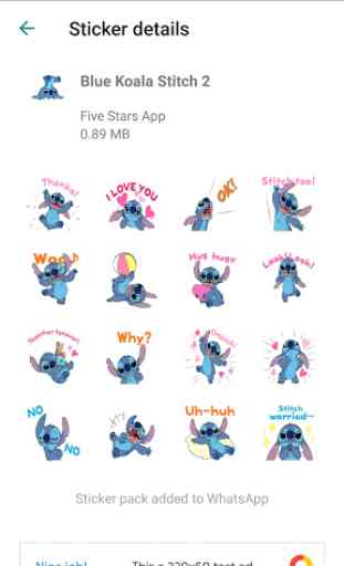 Cute Blue Koala Stitch Stickers for WhatsApp 1