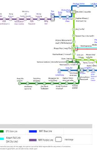 Thaïlande Bangkok BTS MRT MAP 2020 année (Nouveau) 1