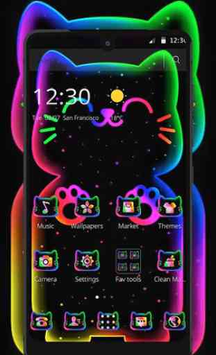 Colorful Neon Black Cat Theme 3