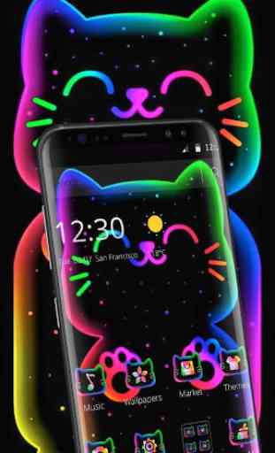 Colorful Neon Black Cat Theme 4