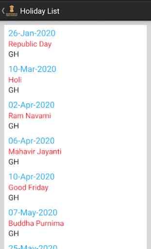 Govt. of India Calendar 2020 2