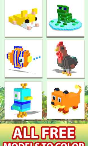 Animals 3D Color by Number: Voxel Paint Book Pages 1