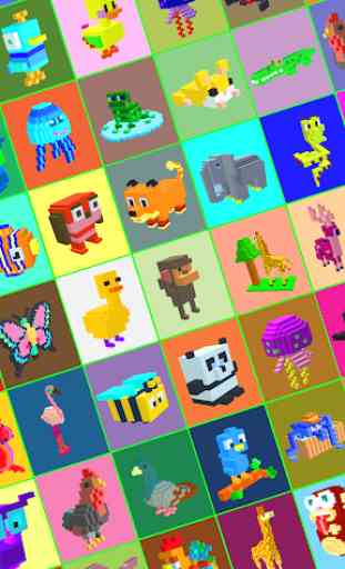 Animals 3D Color by Number: Voxel Paint Book Pages 2