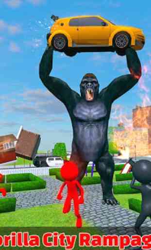 gorille en colère vs bataille de ville stickman 2