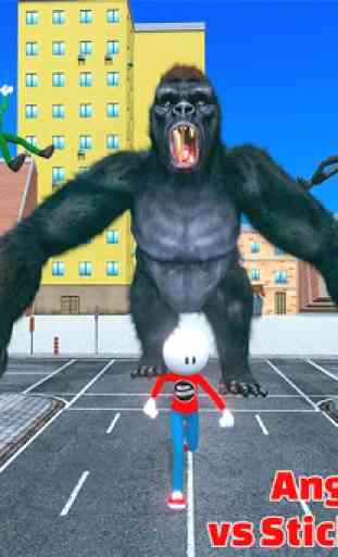 gorille en colère vs bataille de ville stickman 4