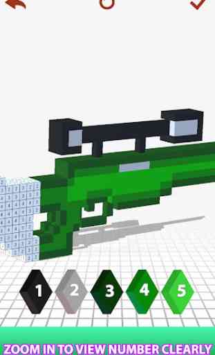 Guns 3D Color by Number - Weapons Voxel Coloring 3