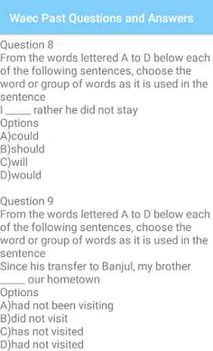 English WAEC Past Questions and Answers offline 4