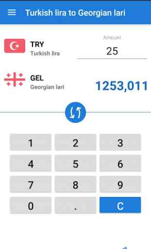 Turkish lira to Georgian lari / TRY to GEL 1
