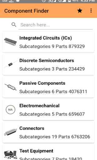 Component Finder Free: Electronic Parts, Datasheet 1
